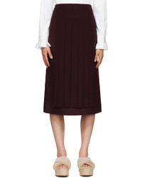 Burgundy Pleated Wool Skirt