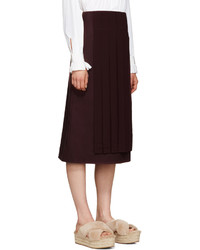 Fendi Burgundy Pleated Panel Skirt