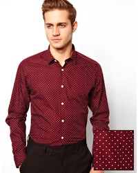 Asos Smart Shirt In Long Sleeve With Polka Dot Print