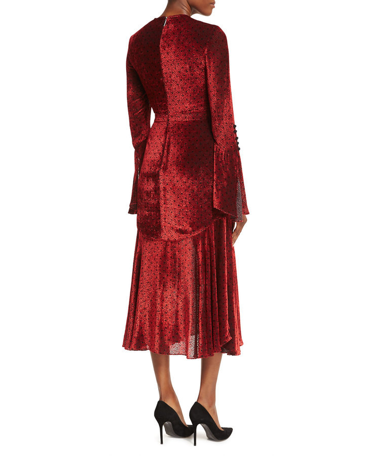 Prabal Gurung Dotted Bell Sleeve Midi Dress, $1,995 | Neiman Marcus ...