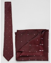Asos Brand Polka Dot Tie And Pocket Square Set