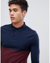 ASOS DESIGN Muscle Fit Polo Shirt With Contrast Yoke In Burgundy