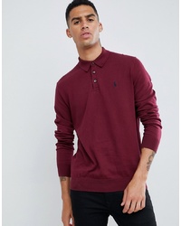 Polo Ralph Lauren Pima Cotton Knitted Polo With Player Logo In Burgundy