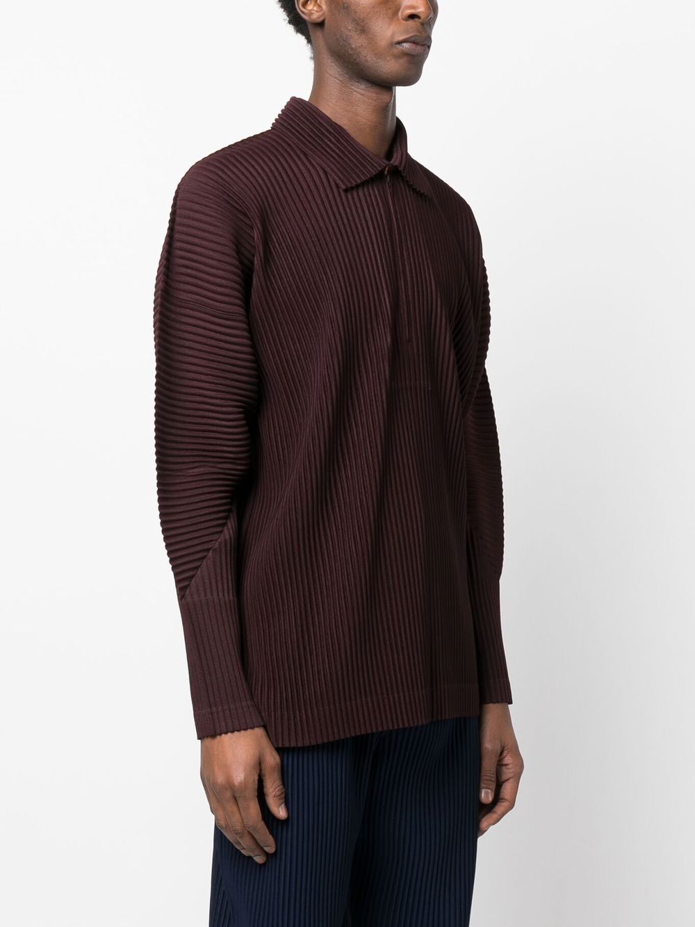 Homme Plissé Issey Miyake Pliss Effect Long Sleeve Polo Shirt 490