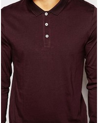 Asos Brand Long Sleeve Jersey Polo 2 Pack Blackburgundy Save 18%