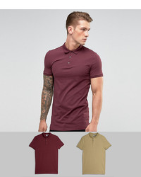 ASOS DESIGN Longline Muscle Fit Jersey Polo 2 Pack Save