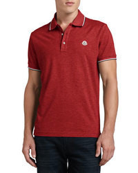 Moncler Short Sleeve Tipped Logo Polo Red