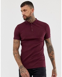 ASOS DESIGN Muscle Fit Jersey Polo In Rib In Red