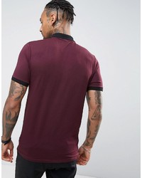 Asos Muscle Fit Polo Shirt With Contrast Rib And Cuff In Red