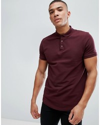 ASOS DESIGN Pique Polo With Curve Hem In Red