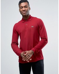 Lacoste Polo Shirt In Long Sleeve Bordeaux Regular Fit