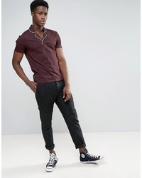 Asos Polo Shirt With Piped Seams And Revere Collar