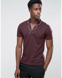 Asos Polo Shirt With Piped Seams And Revere Collar