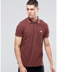 Pretty Green Polo Shirt With Twin Tip In Slim Fit Burgundy