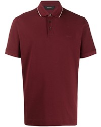 Z Zegna Stripe Detail Cotton Blend Polo Shirt
