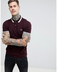 Fred Perry Tipped Polo In Dark Burgundy