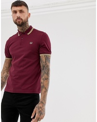 Fred Perry Twin Tipped Polo In Burgundy