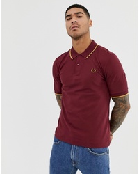 Fred Perry X Miles Kane Tipped Pique Polo In Burgundy