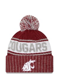 New Era Crimson Washington State Cougars Marl Cuffed Knit Hat With Pom At Nordstrom