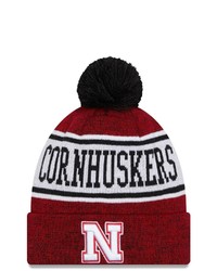 New Era Scarlet Nebraska Huskers Banner Cuffed Knit Hat With Pom At Nordstrom
