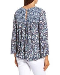 Lucky Brand Mix Print Smocked Top