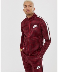 Nike Gingham Check Track Jacket In Red Bq0675 618