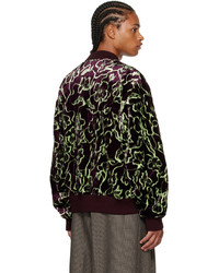 Dries Van Noten Purple Green Printed Bomber Jacket