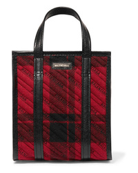Balenciaga Bazar Xs Med Quilted Embroidered Wool Tote