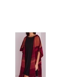 Missguided Hooded Poncho Burgundy