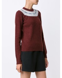 Barrie Crewneck Fitted Sweater Burgundy