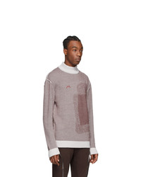 A-Cold-Wall* Burgundy And Grey Merino Jacquard Sweater