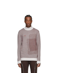 A-Cold-Wall* Burgundy And Grey Merino Jacquard Sweater