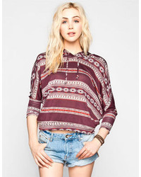 Full Tilt Ethnic Print Dolman Crop Sweatshirt