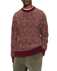 Ted Baker London Hevwik Patchwork Jacquard Crewneck Sweater