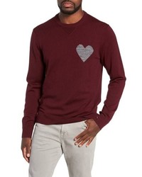 Michael Bastian Michl Bastian Heart Intarsia Regular Fit Merino Wool Sweater
