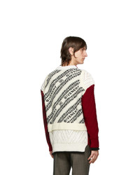Givenchy Red And White Chain Patchwork Sweater