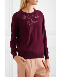 Lingua Franca Til The Break Of Dawn Embroidered Cashmere Sweater