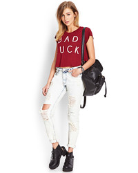 Forever 21 Bad Luck Cropped Tee
