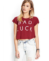 Forever 21 Bad Luck Cropped Tee