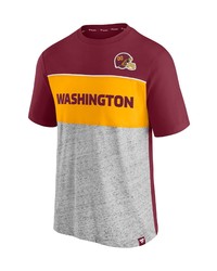 FANATICS Branded Burgundyheathered Gray Washington Football Team Colorblock T Shirt