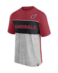 FANATICS Branded Cardinalheathered Gray Arizona Cardinals Colorblock T Shirt