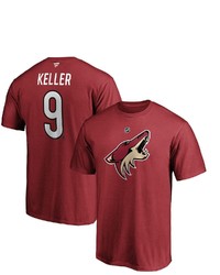 FANATICS Branded Clayton Keller Garnet Arizona Coyotes Team Authentic Stack Name Number T Shirt