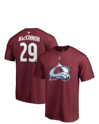 FANATICS Branded Nathan Mackinnon Burgundy Colorado Avalanche Authentic Stack Name Number T Shirt
