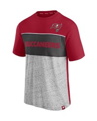 FANATICS Branded Redheathered Gray Tampa Bay Buccaneers Colorblock T Shirt