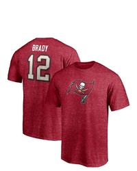 FANATICS Branded Tom Brady Heathered Red Tampa Bay Buccaneers Player Icon Name Number T Shirt