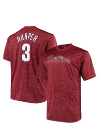 PROFILE Bryce Harper Heathered Red Philadelphia Phillies Big Tall Name Number T Shirt