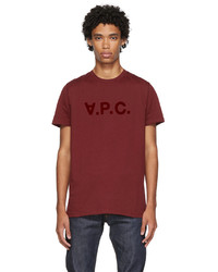 A.P.C. Burgundy Flocked T Shirt