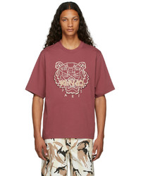 Kenzo Burgundy Loose Fit Embroidered Tiger T Shirt