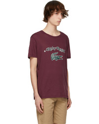 Lacoste Burgundy Ricky Regal Edition Loose Neck T Shirt