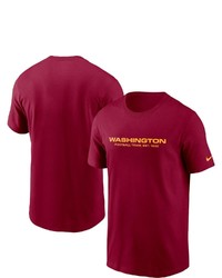 Nike Burgundy Washington Football Team Fan Gear Wordmark T Shirt